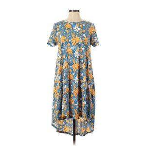 LuLaRoe Carly Swing Dress High/Low Size Small (Oversized) Blue Floral Print